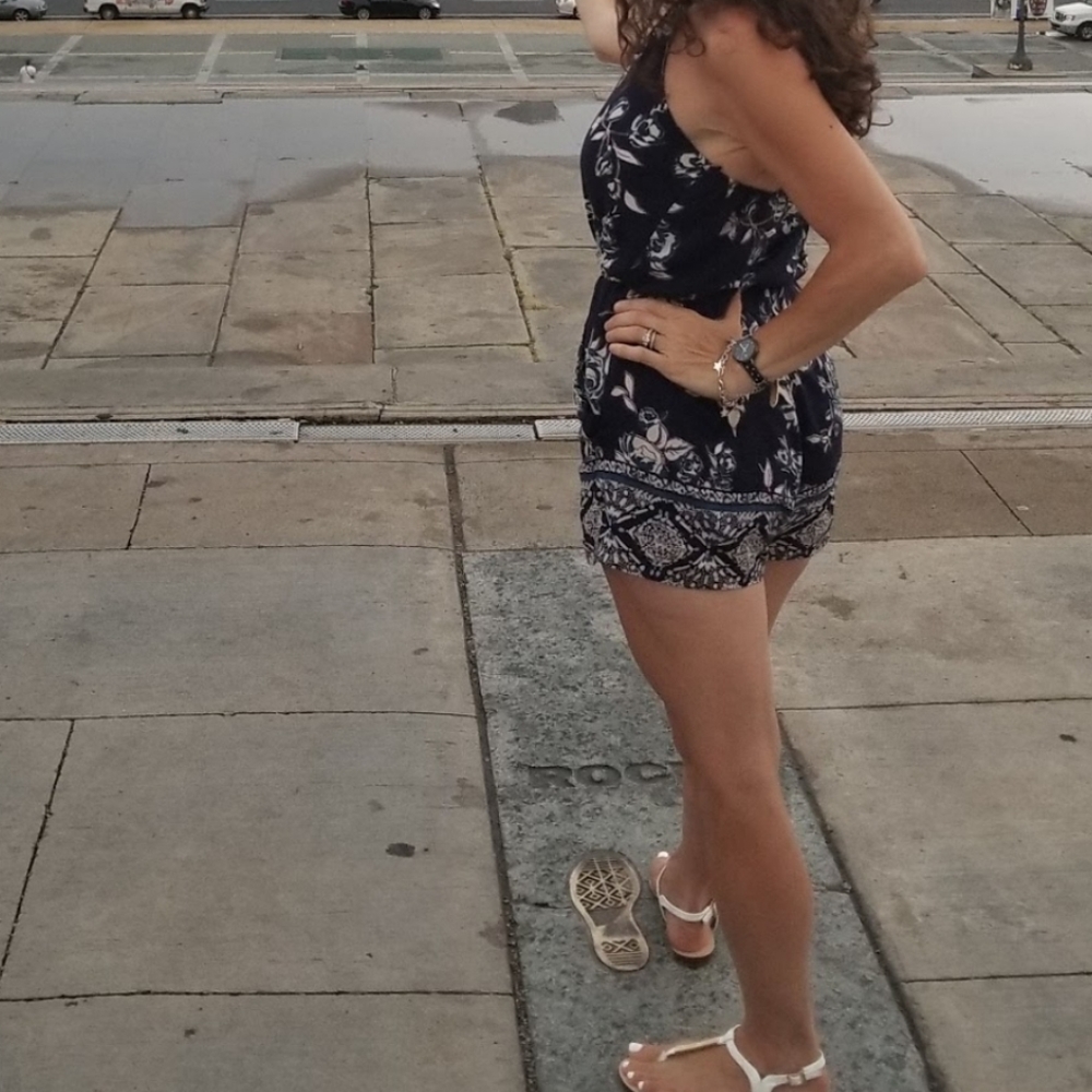 Angie Blue white floral halter pocketed romper - Picture 5 of 7